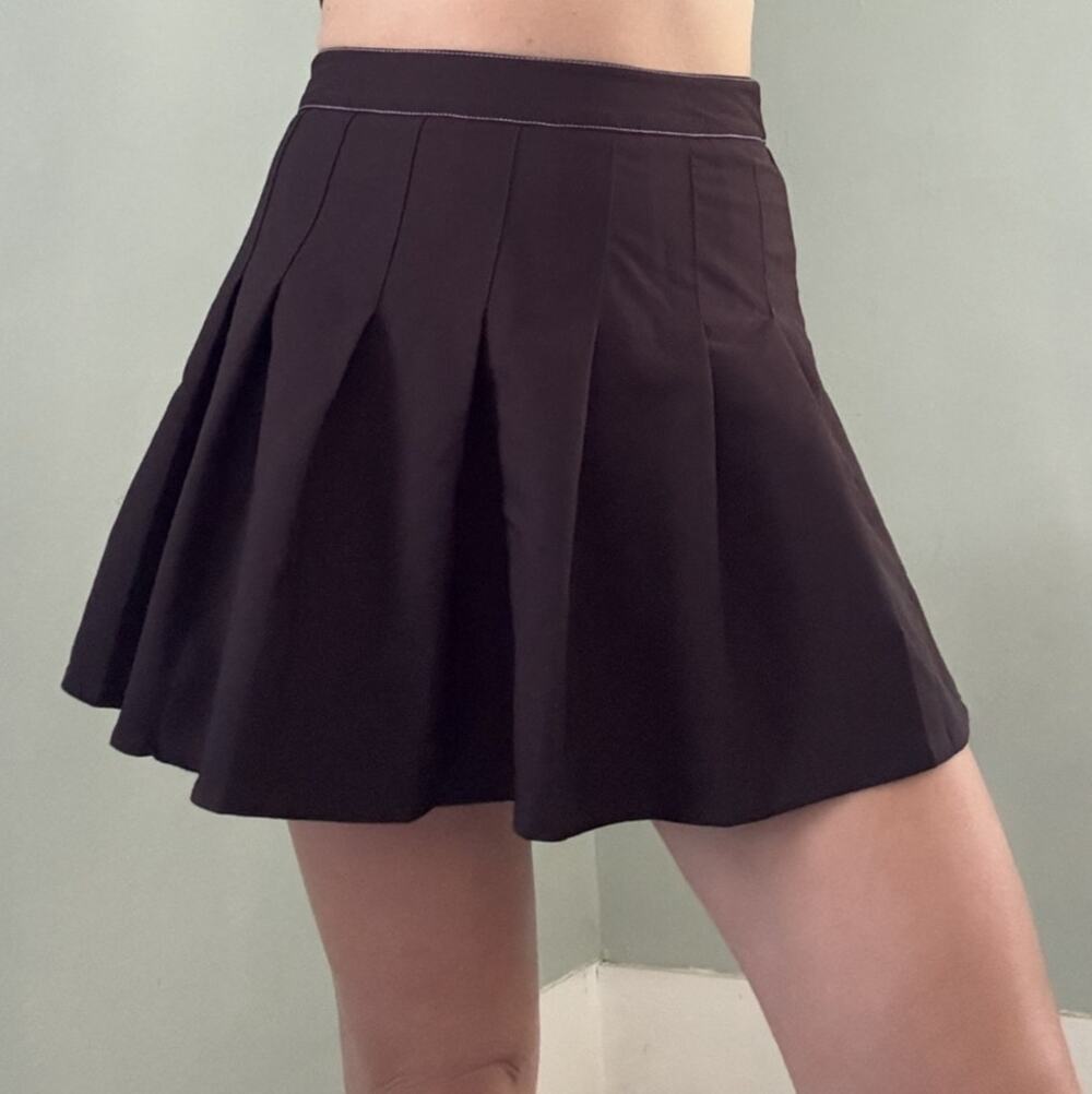 Shein Pleated Mini Skirt Black High Waisted Size 6 Grunge Goth Basics Skater